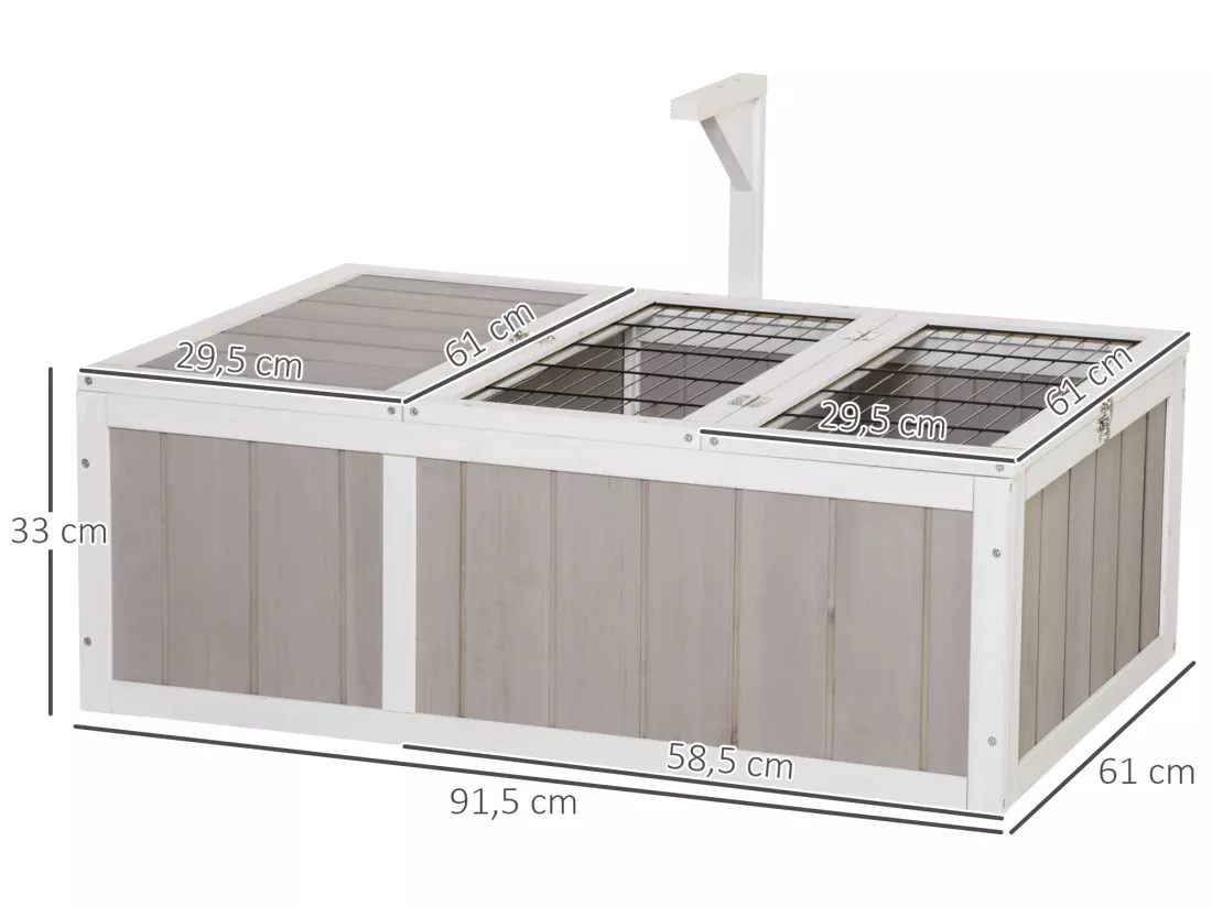 Enclos pour tortue - parc pour tortue - maison pour tortue terrestre - enclos extérieur avec grillage - bois sapin gris blanc