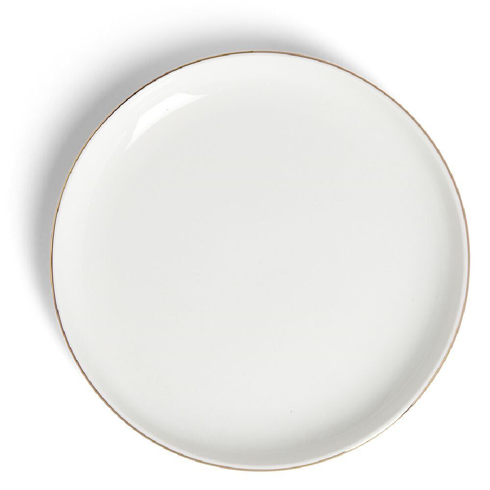 Assiette à dessert ronde blanc et doré Ø19cm porcelaine