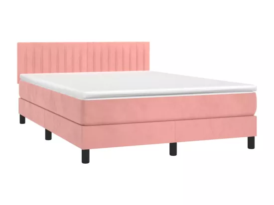 Sommier tapissier avec matelas et LED Rose 140x190 cm Velours