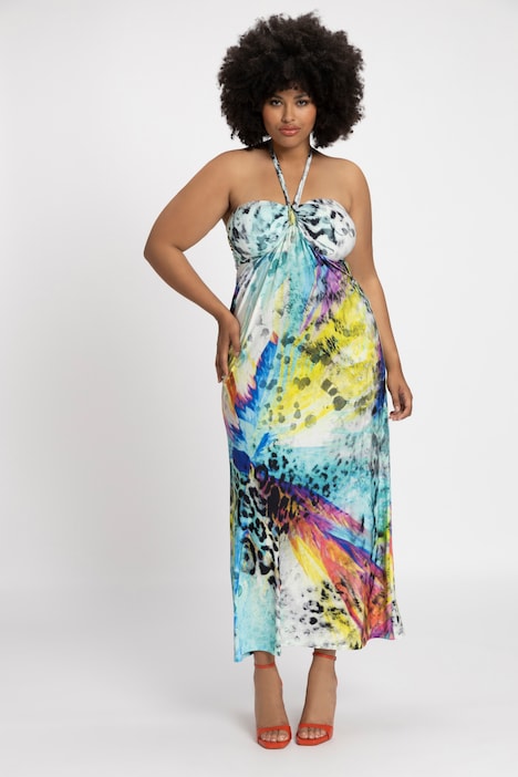 Maxikleid, Neckholder, Allover Print, ärmellos