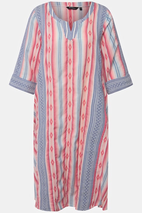 Kaftan, Ethnomuster, A-Linie, Tunika-Ausschnitt, 3/4-Arm