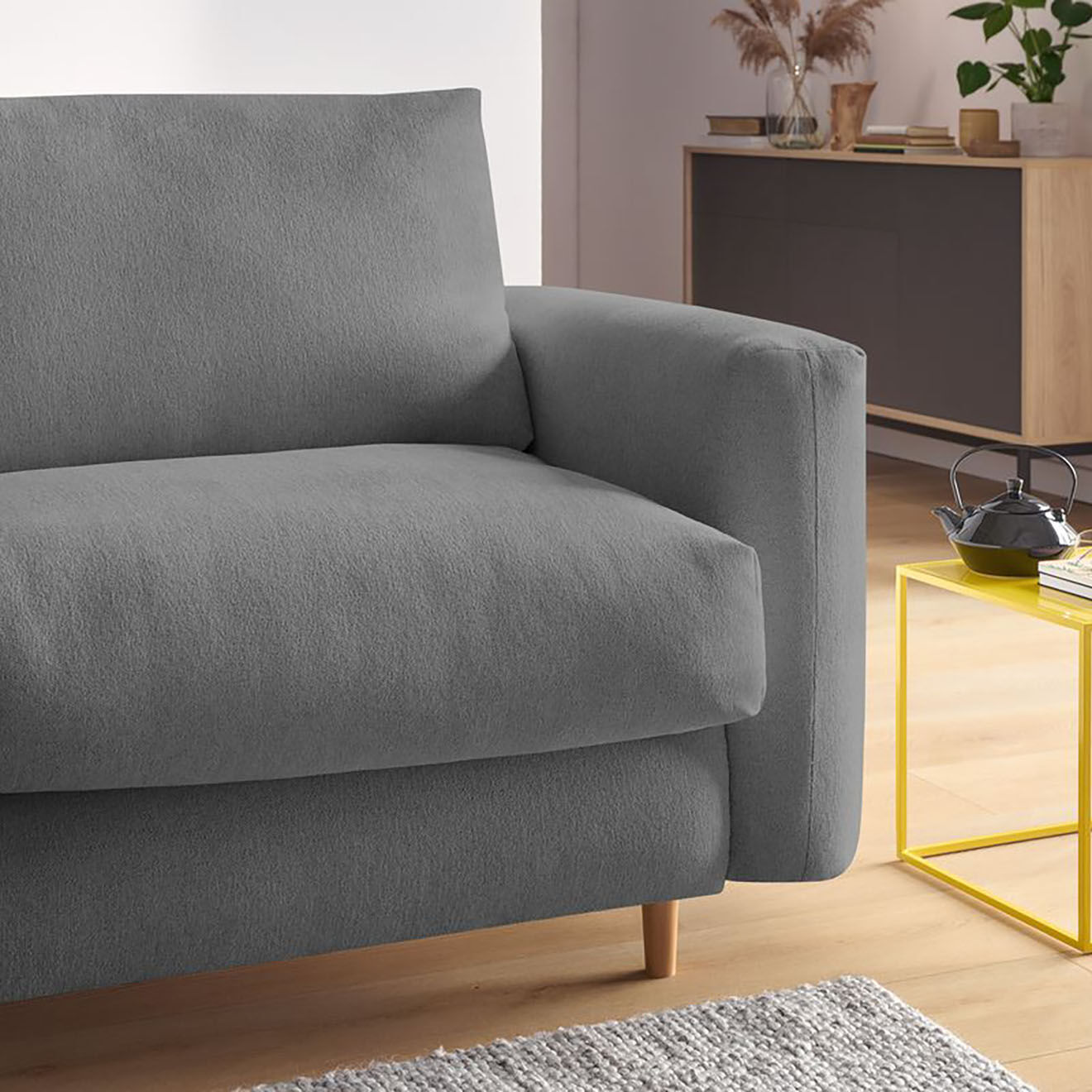 Bobochic Canapé droit cocoone convertible express  gris foncé - 200x105x98 cm