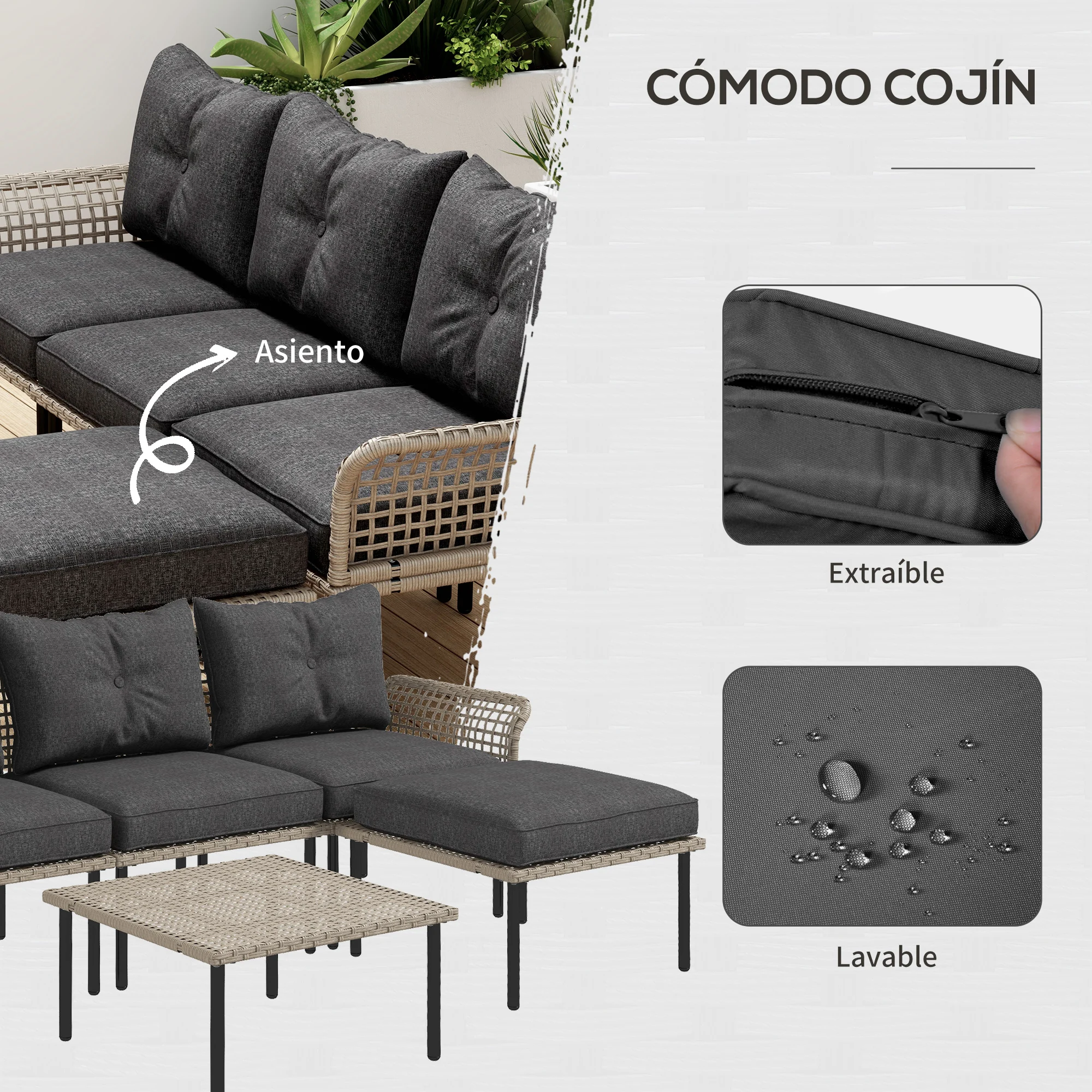 Móveis de jardim Outsunny cinza