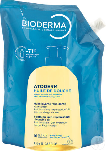 Bioderma Atoderm Huile De Douche Huile Lavante Relipidante Apaisante Peaux Sensibles Eco-Recharge 1l