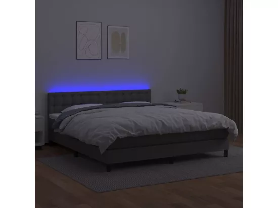 Sommier tapissier et matelas et LED Gris 160x200 cm Similicuir