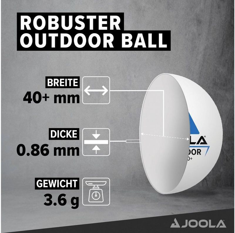 Joola Tafeltennis/Pingpongballen Voor Buiten Set 12 Ballen Outdoor Verzwaard TT-Ball 40MM Wit