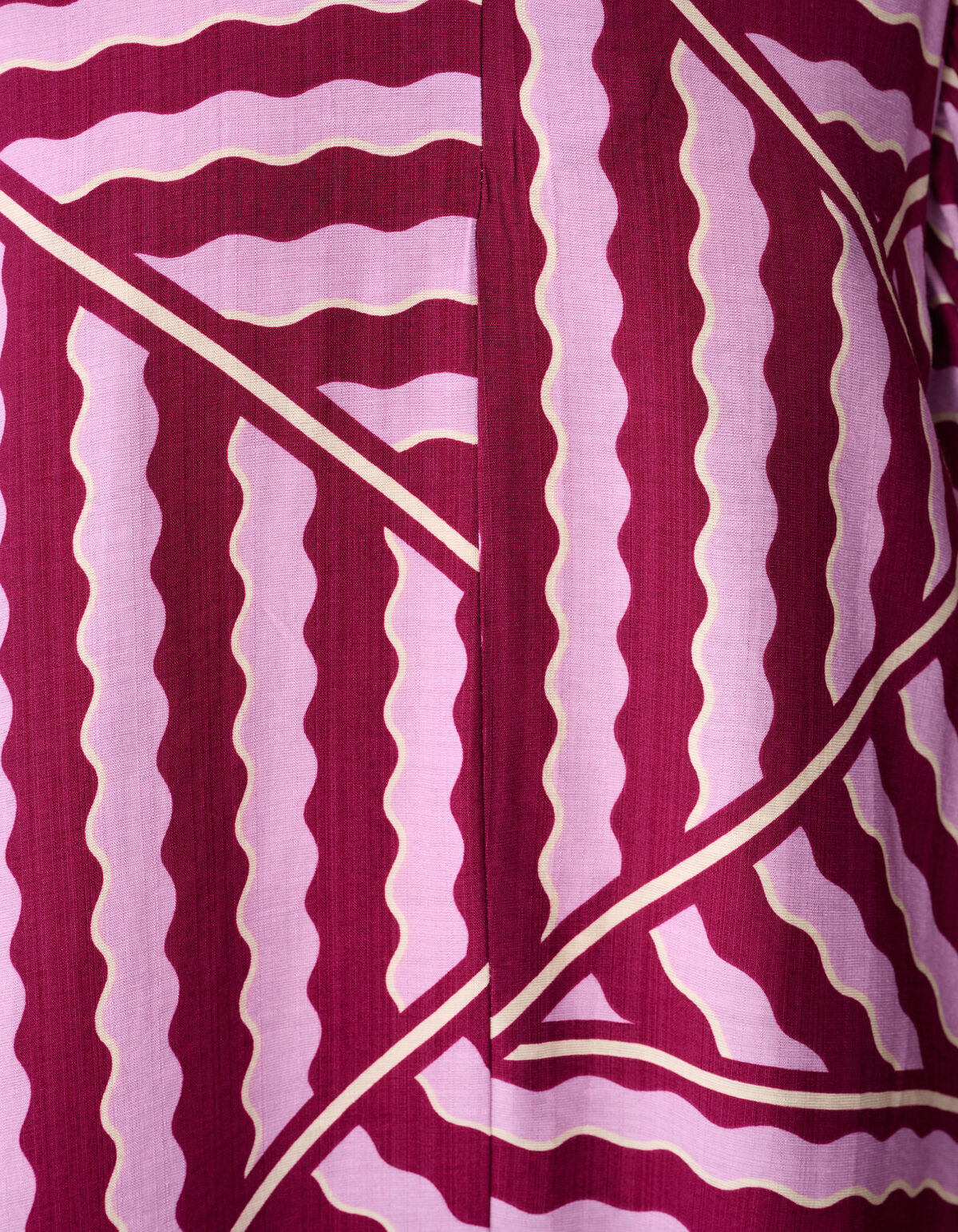Wavy Printed Puffy Sleeve Mini Jurk Roze/Paars