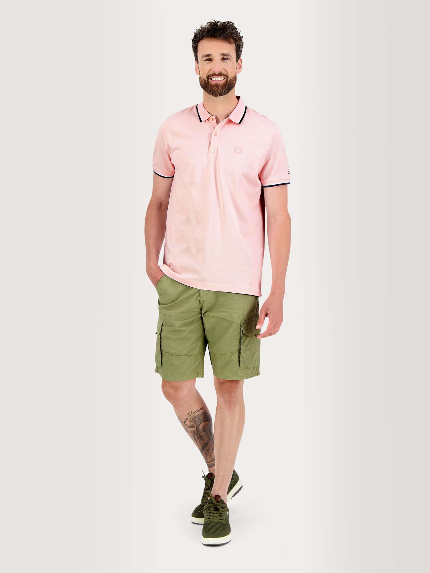 Polo Homme Manches Courtes Coton Biologique Rose Clair