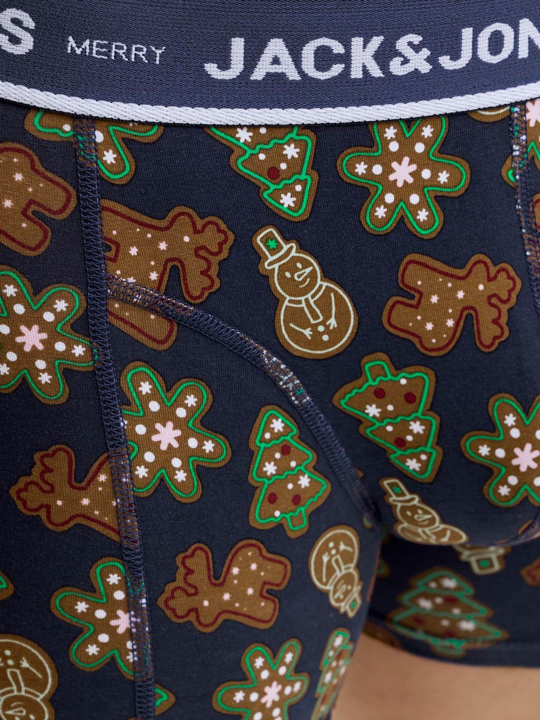 Zwart - JACK & JONES Kerstmis peperkoek boxershorts set van 3