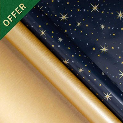 Celestial Rollwrap Pack X2 3M Rollwraps & 6 Gift Tags