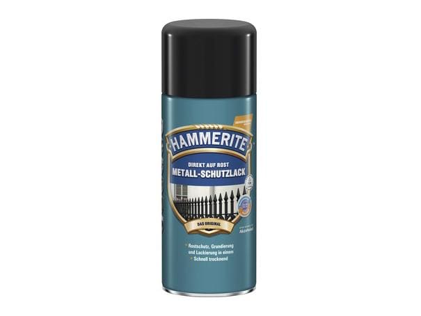 Hammerite Metall-Schutzlack Matt Schwarz, 400 ml Direkt-auf-Rost-Metallschutzlack mit Matt-Effekt