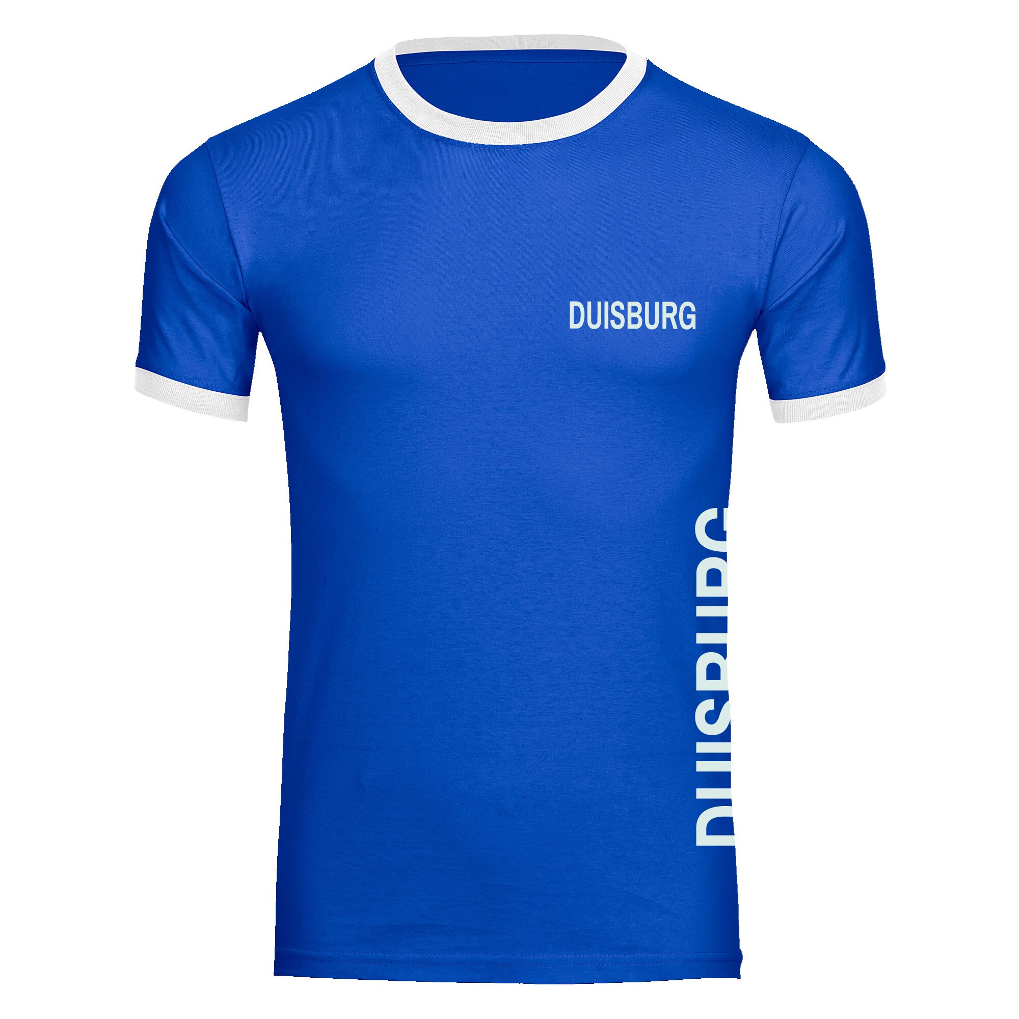 multifanshop® Kontrast T-Shirt - Duisburg - Brust & Seite - Druck weiß