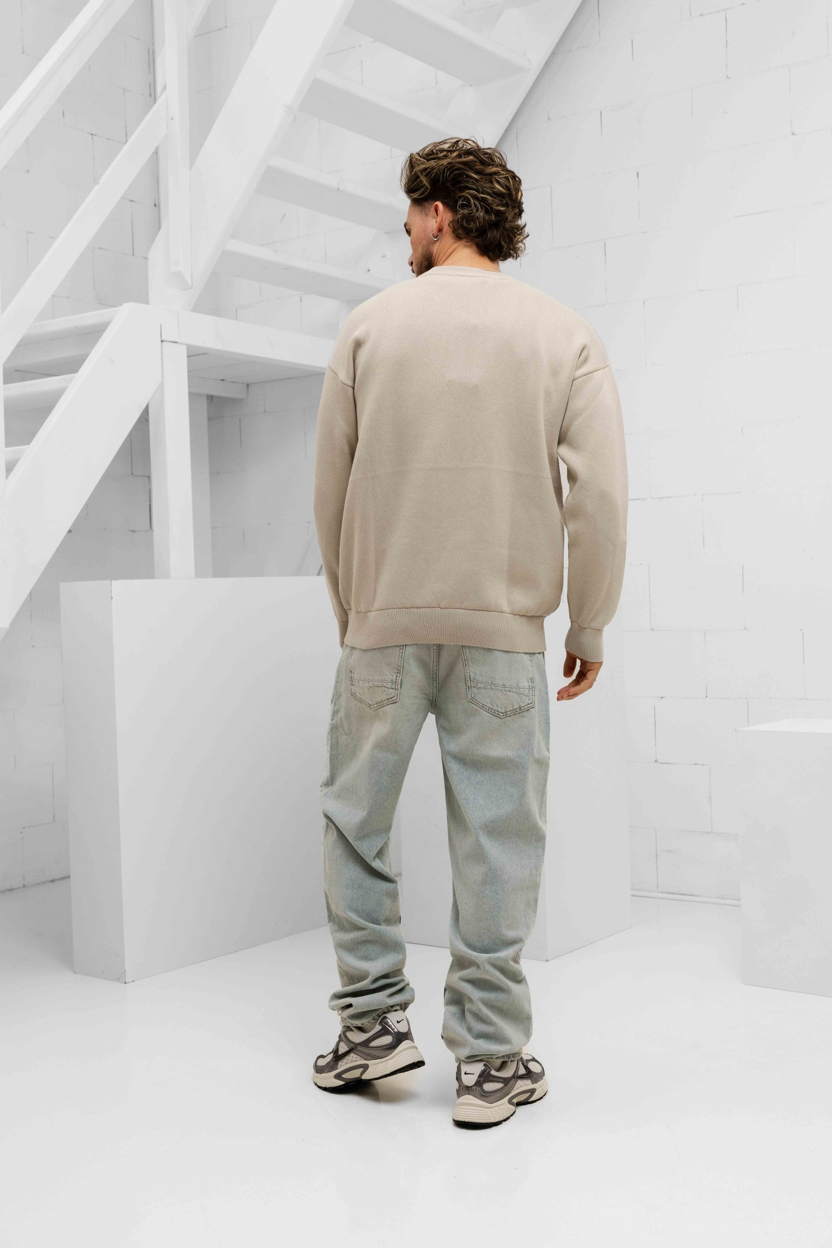 Malelions Oversized Emblem Knitted Sweater Heren Beige