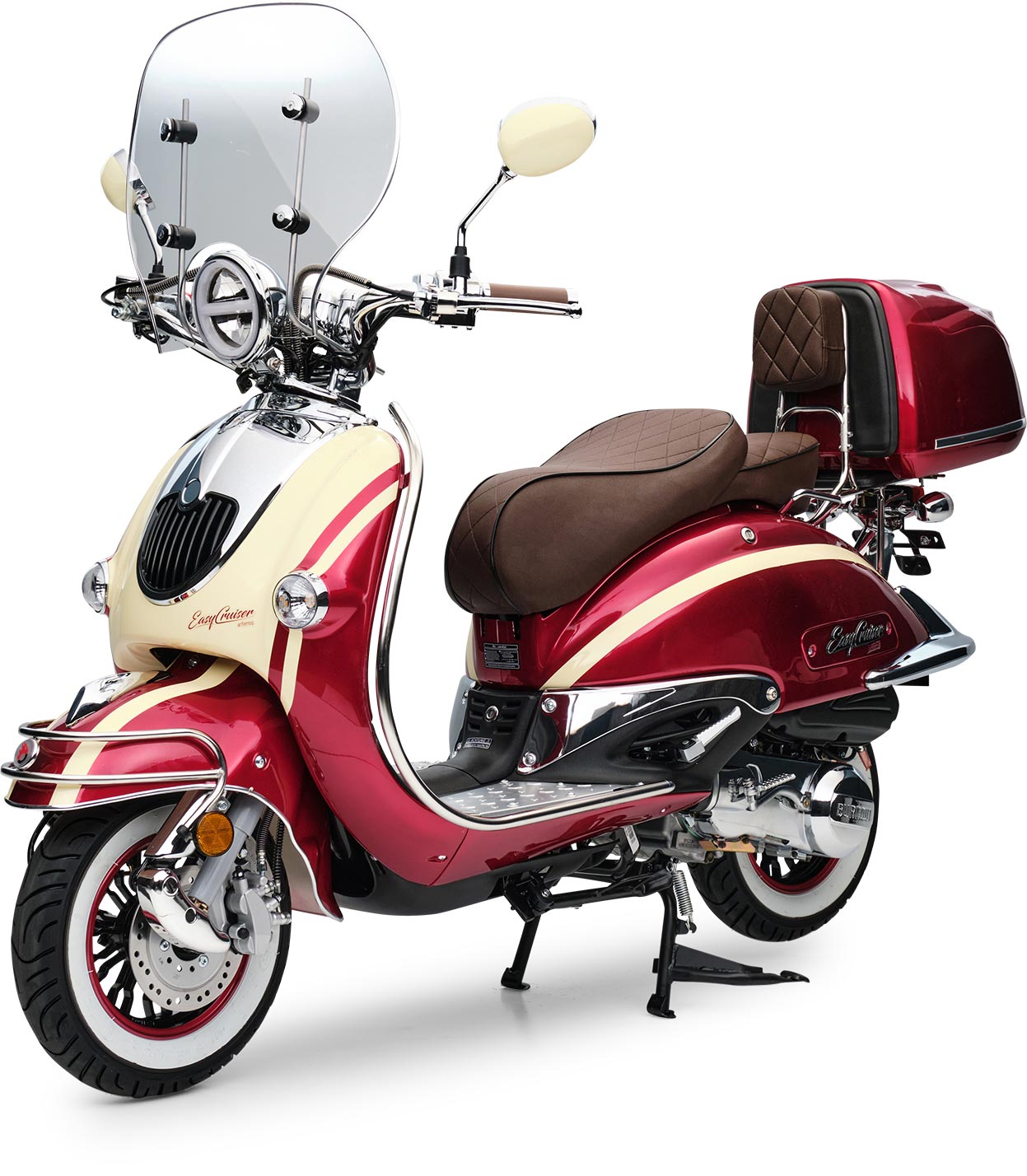 Motorroller Retro EasyCruiser Artemis Rot Beige 125ccm Scooter Kraftradtrad