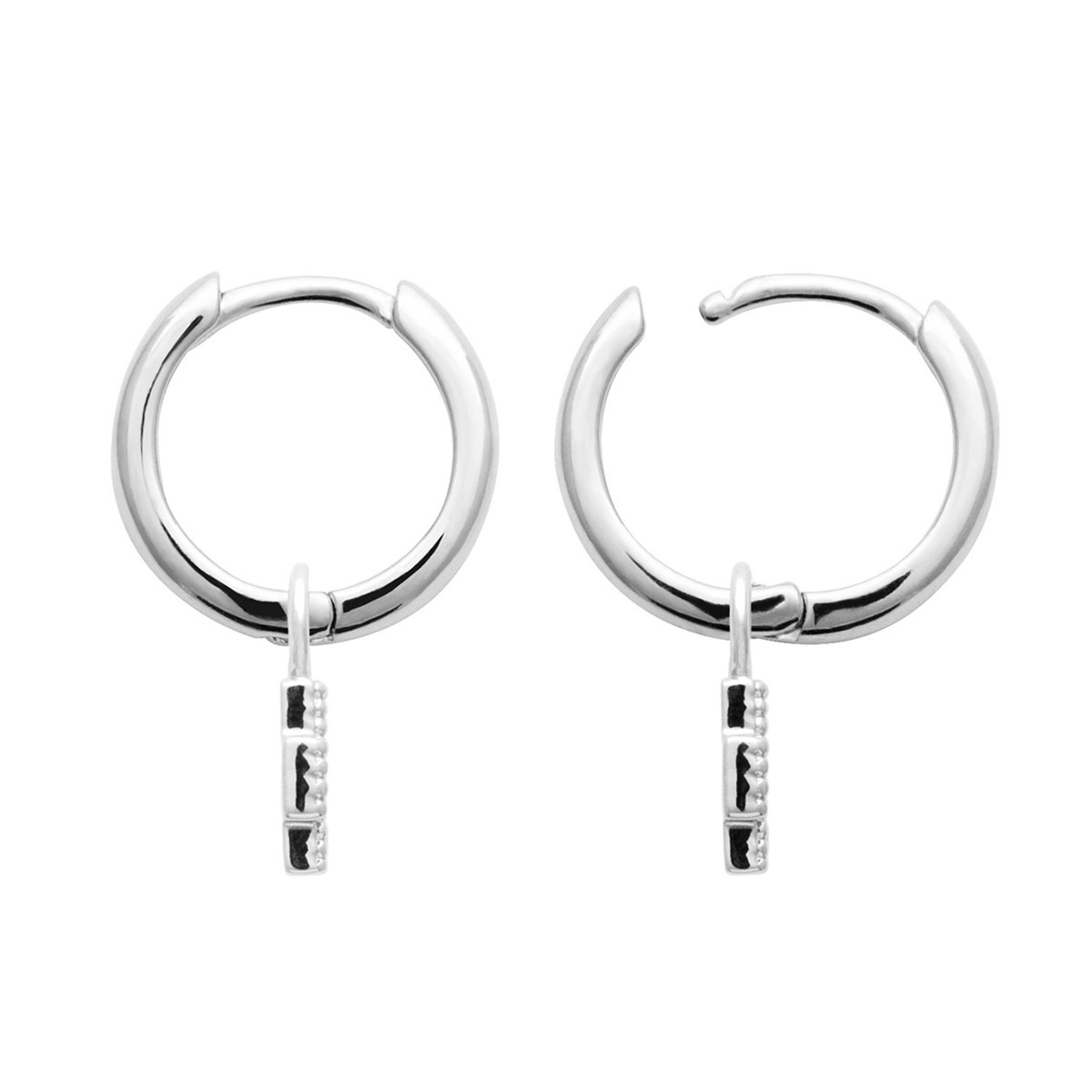 Boucles d'oreilles créoles Brillaxis croix argent