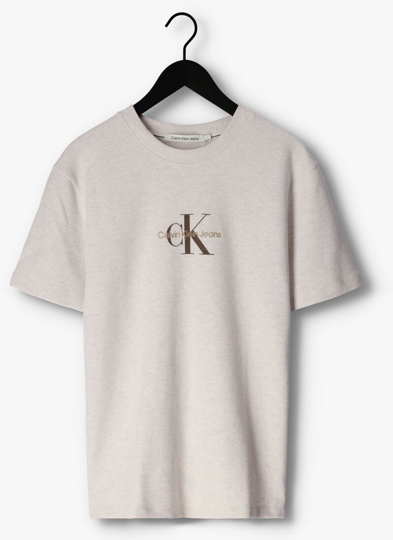 CALVIN KLEIN witte calvin klein t-shirt archival monologo waffle tee