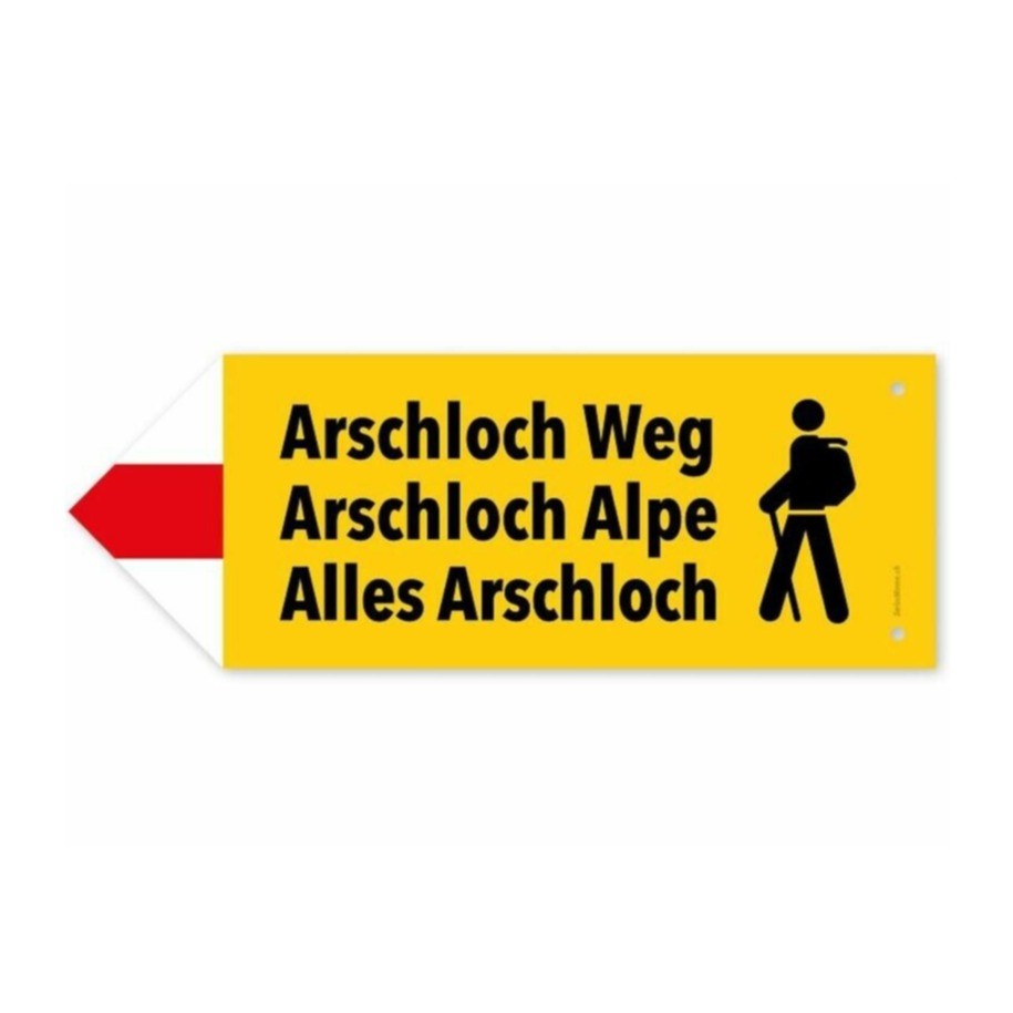 (27.5x10cm) Lustiges Metall Schild Wand Deko Wegweiser Wanderweg Geschenkidee (221.00) - Arschloch Alpe