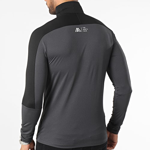 Tee Shirt Manches Longues Col Zippé A856W Gris Anthracite Noir