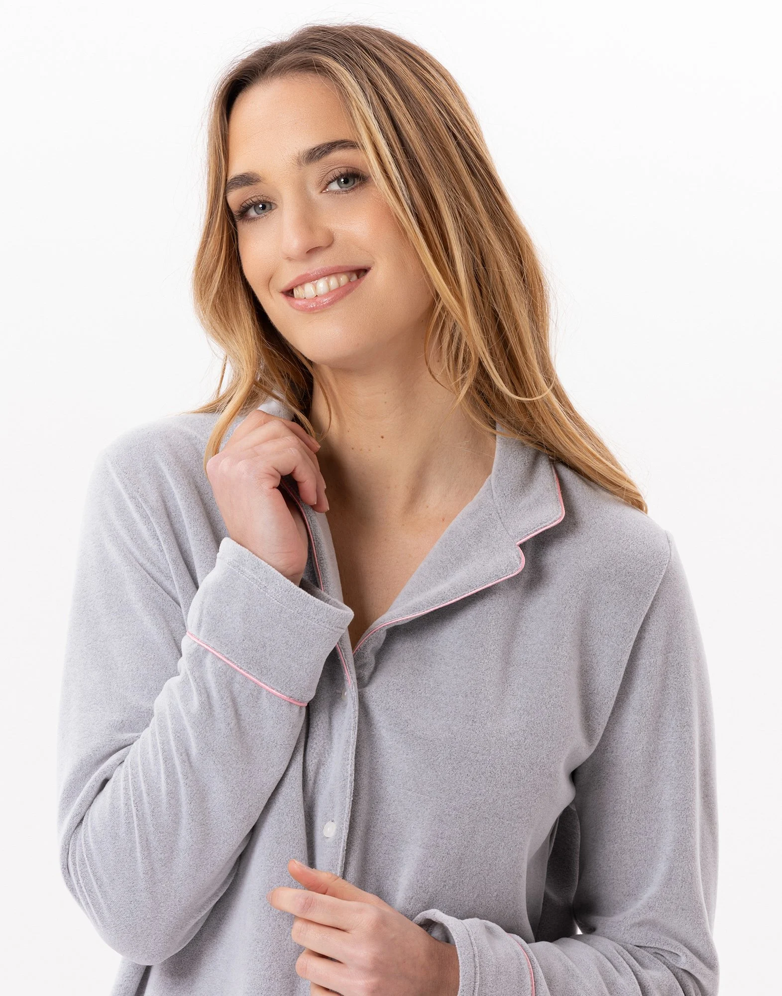 DOUCE 806 - Pyjama boutonné en micropolaire | Gris