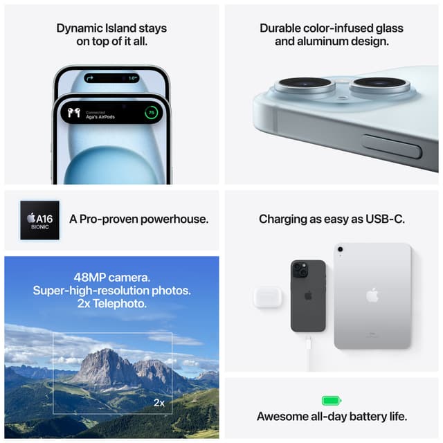 iPhone 15 – 5G smartphone 128GB Blå