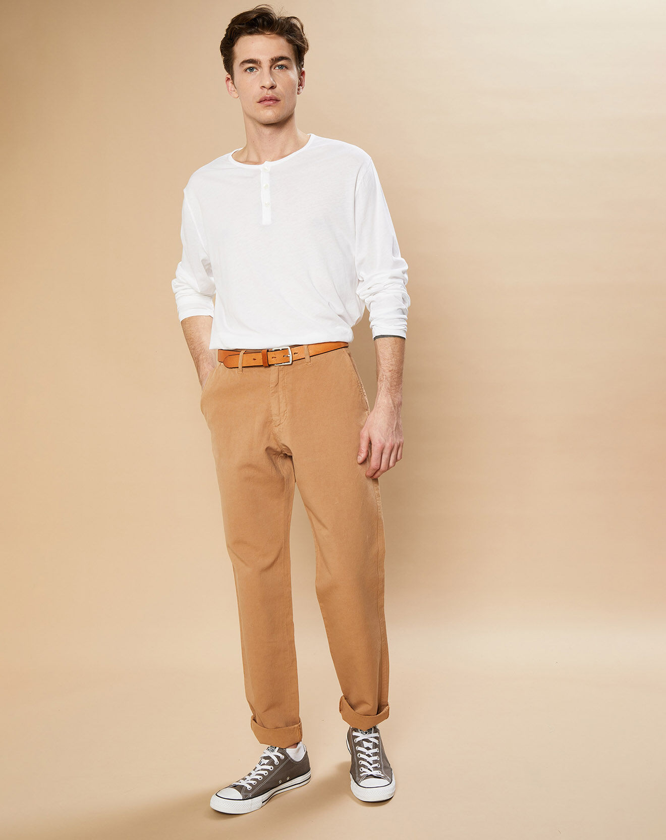Hartford T-Shirt Light Henley blanc