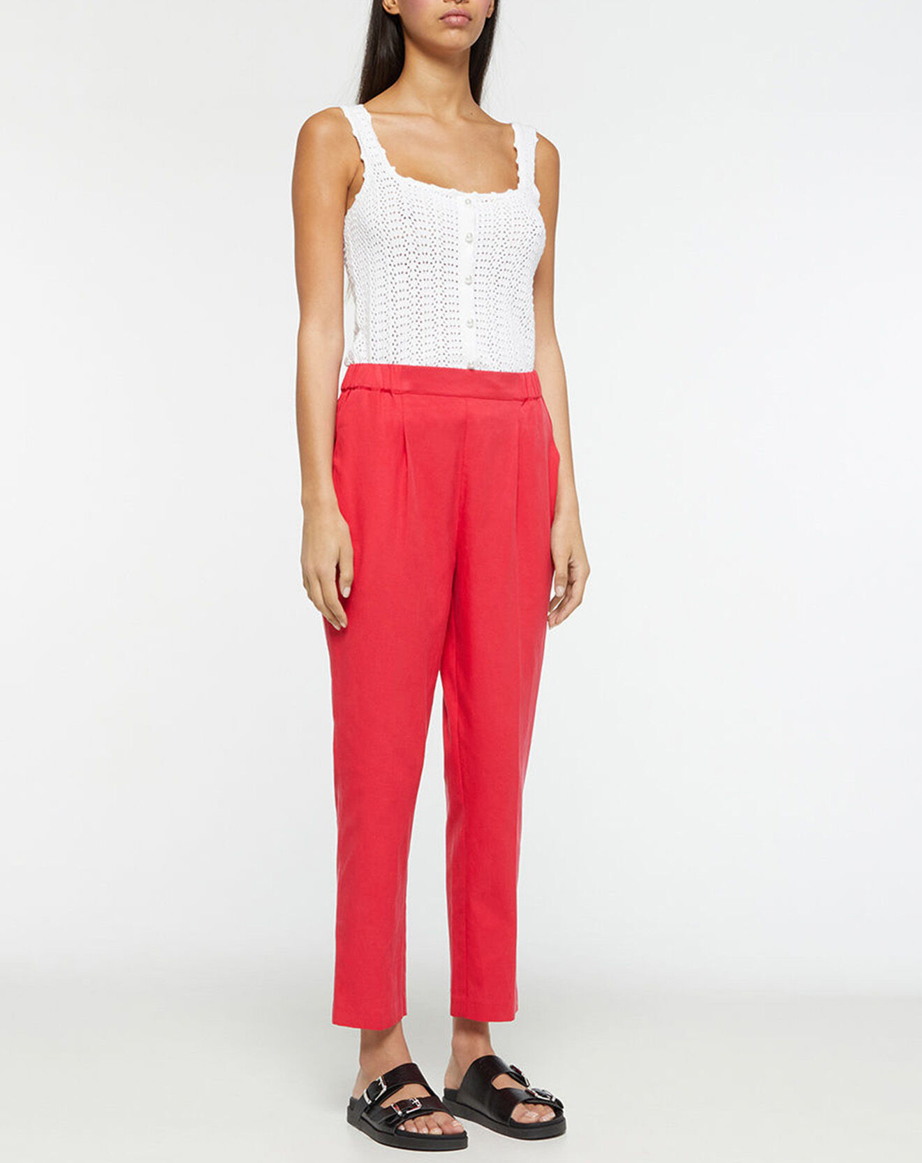 Galeries Lafayette Pantalon carotte Pink rose