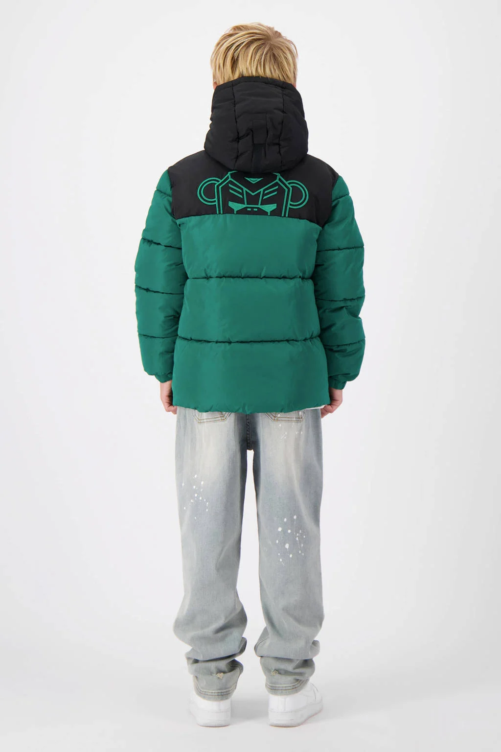 BLACK BANANAS gewatteerde winterjas JR. PEEK PUFFER JACKET diepgroen/zwart