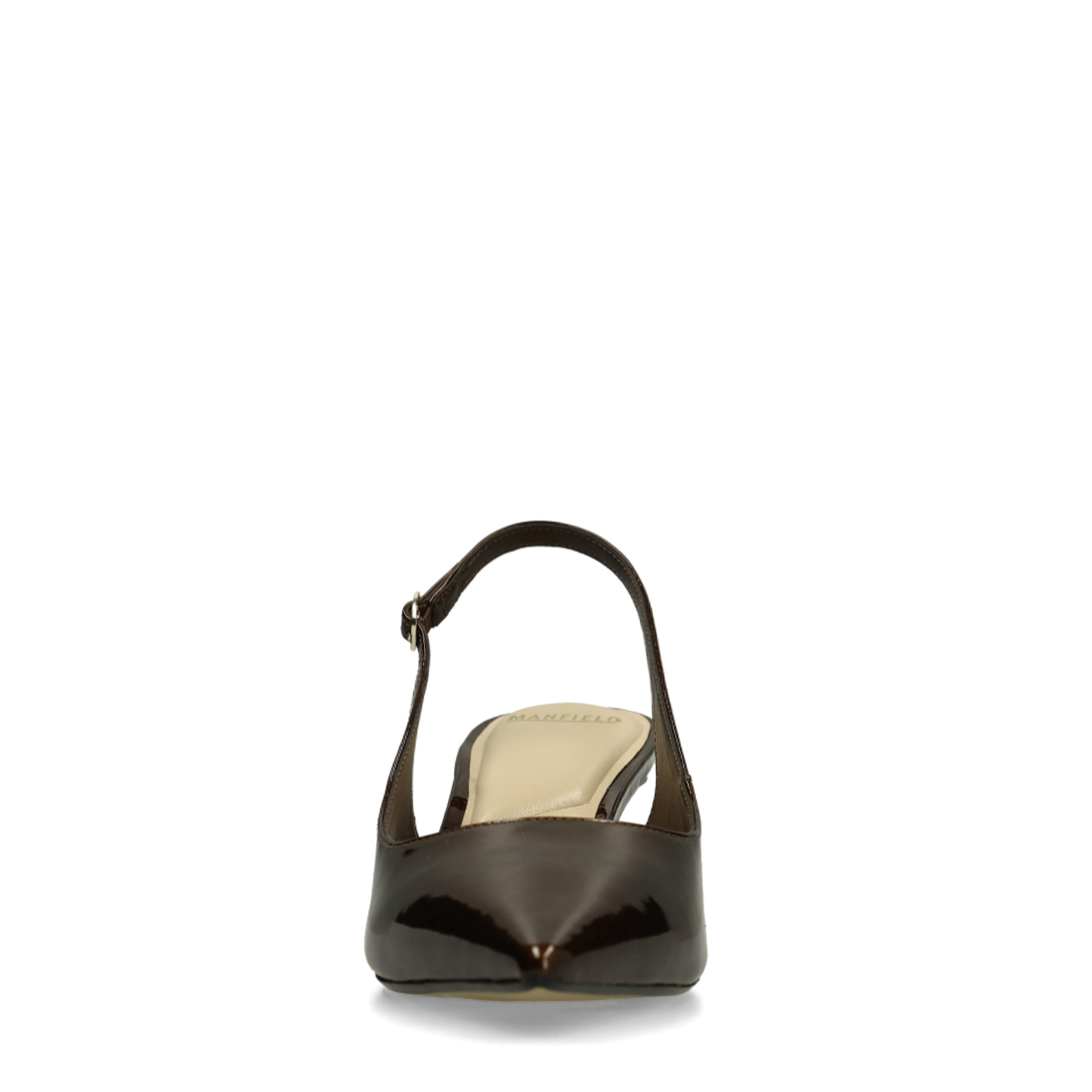 Bruine lak slingbacks