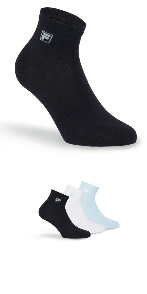 Fila Kurzsocken »UNISEX QUARTER PLAIN SOCKS« 3 Stk. tlg. mit eingestrickem Logo