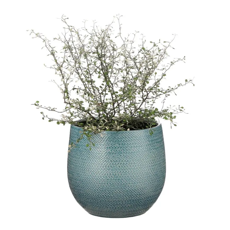Mica Decorations Bloempot - midnight blauw - keramiek - 25 x 20 cm