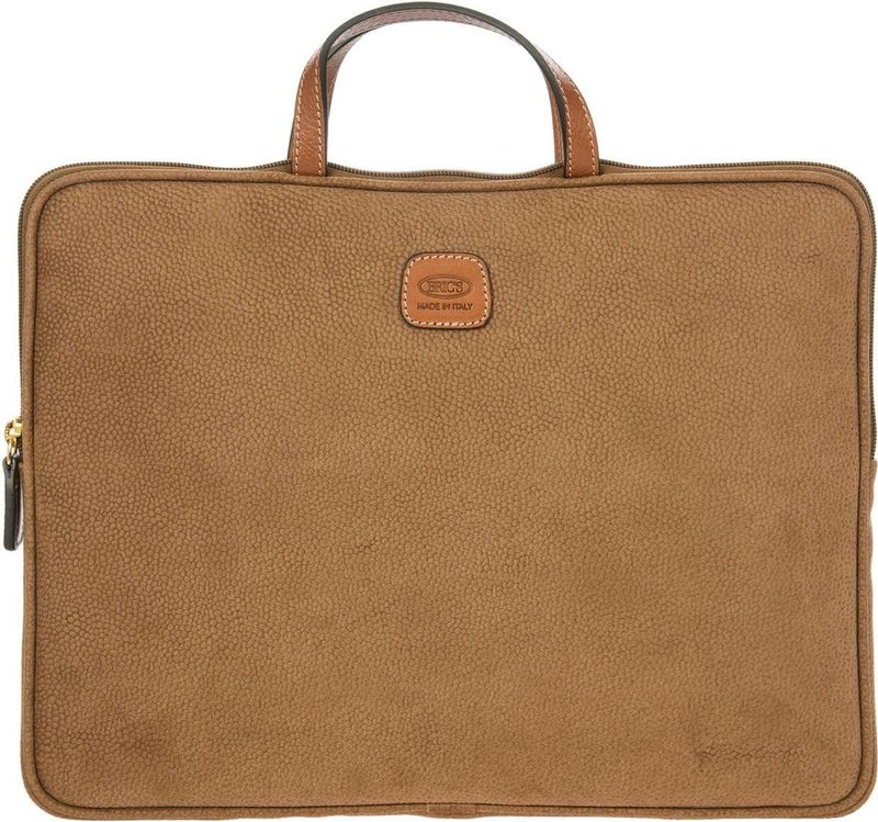BRIC'S - Laptoptas - Camel - Suède Look - Met Schouderriem