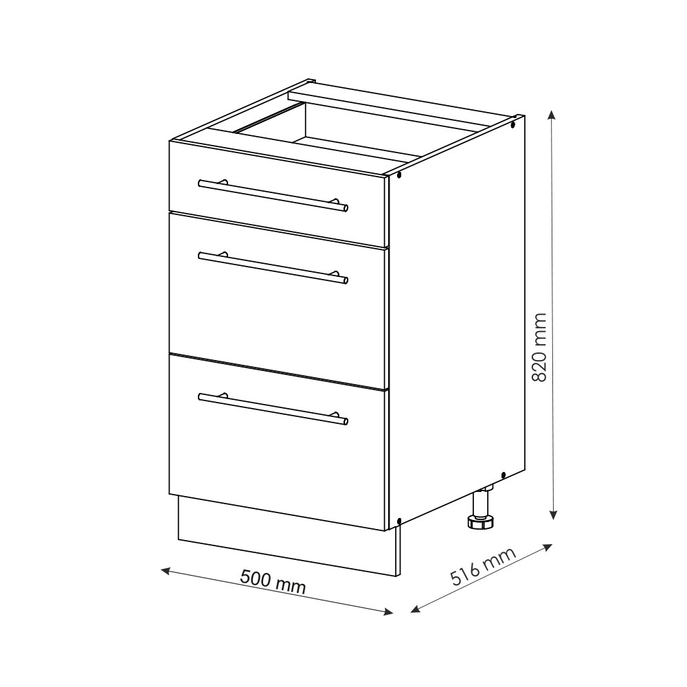 Vicco Schubunterschrank 50 cm FAME Line Küchenschrank Küchenzeile Landhaus Weiß Anthrazit