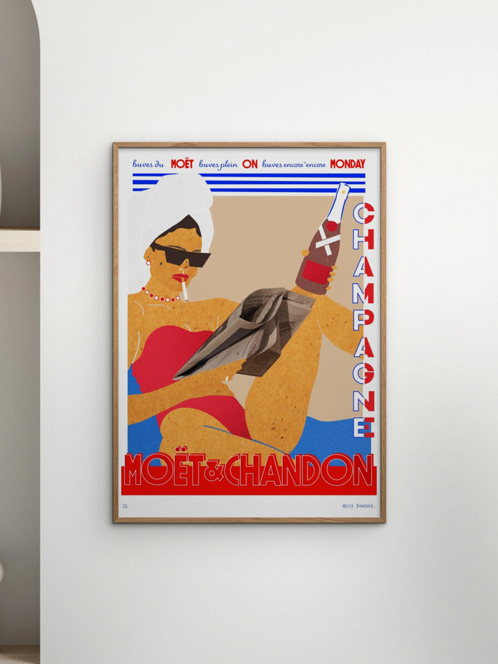 Poster Hello Bonjour - Moet Monday