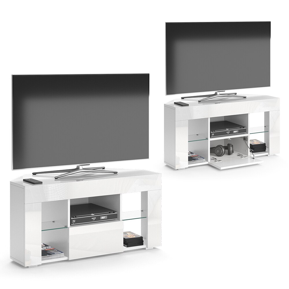 Vicco Lowboard Fernsehschrank TV-Schrank Denver Weiß Hochglanz Fernsehtisch