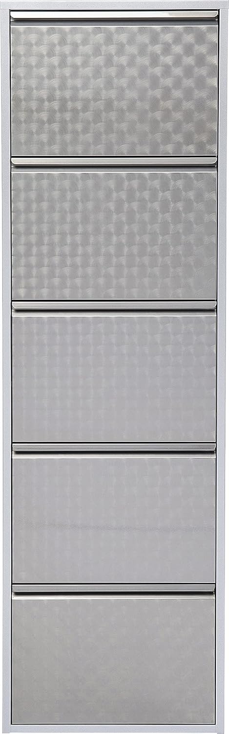 Kare Design 5er Schuhkipper Caruso, Metall/Silber, Schuhablage für bis zu 10 Paar Schuhe, 170x50x14cm