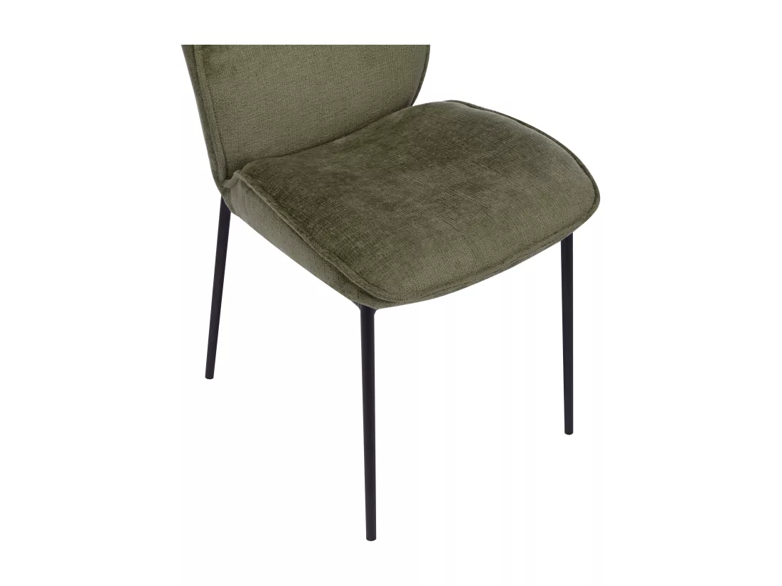 Lot de 2 chaises en tissu texturé et métal noir - Kaki - TIANIVA