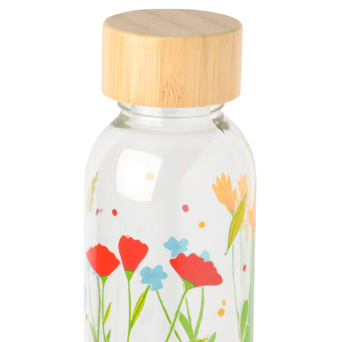 Trinkflasche aus Glas glasklar / braun