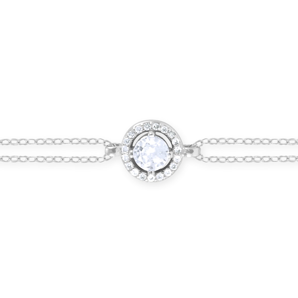Bracelet en argent 925 rhodié avec oxydes de zirconium