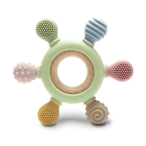 Anneau de dentition en silicone et hêtre Gouvernail Vert - LORELLI