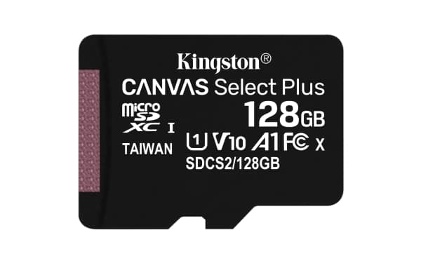 Kingston Canvas Select Plus - Flashminnekort (microSDXC til SD-adapter inkludert) - 128 GB - A1 / Video Class V10 / UHS Class 1 / Class10 - microSDXC
