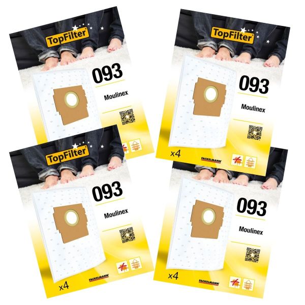 Lot de 4 packs de 4 sacs aspirateur 64093 pour Moulinex Premium TopFil