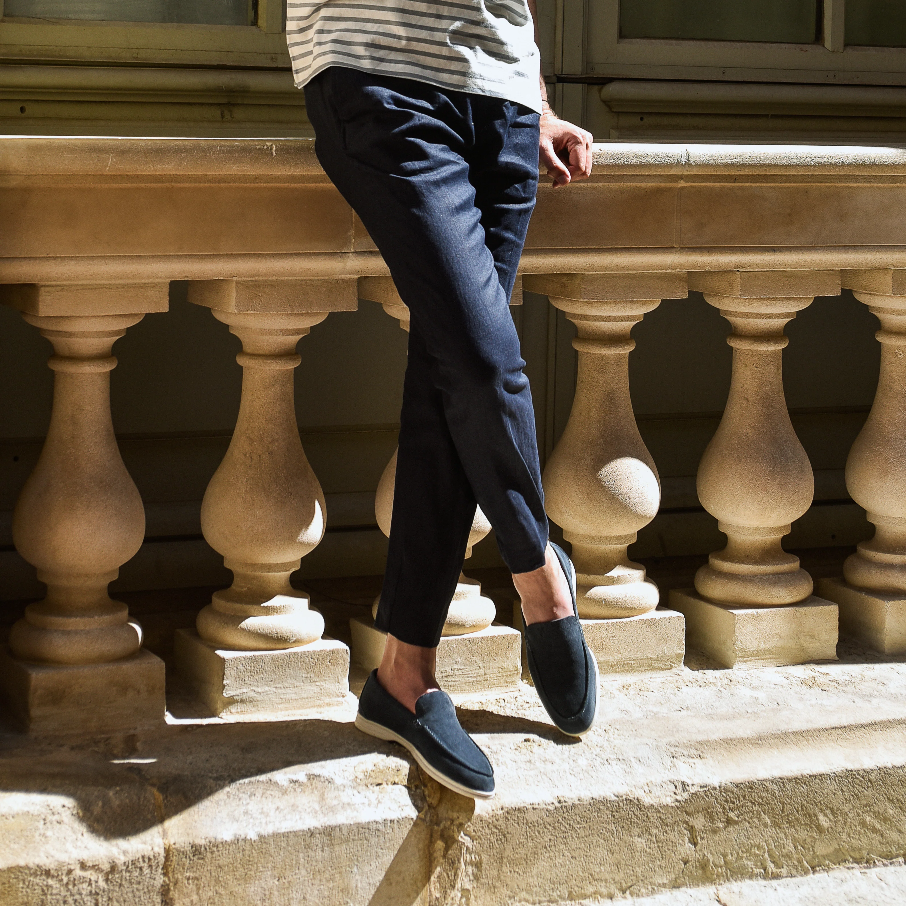Momy-Mocassin en veau velours bleu