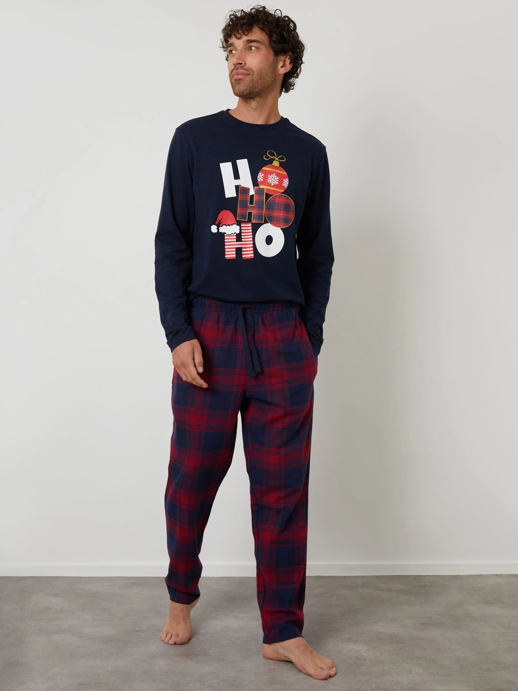 Threadbare Long Check Christmas Pyjamas Set