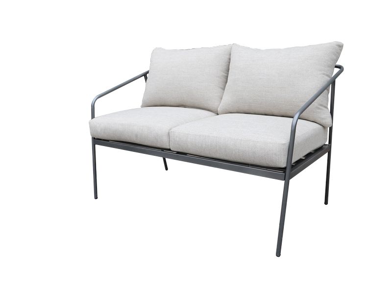 COCON Loungeset Origlio, Beige/Schwarz, 4 Sitzplätze Ein Zweiersofa, zwei Stühle und zwei Tische für Garten, Terrasse oder Balkon