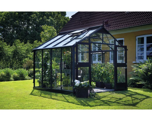 JULIANA Premium kas 8,8 m² 3 mm veiligheidsglas 296 x 296 cm antraciet/zwart