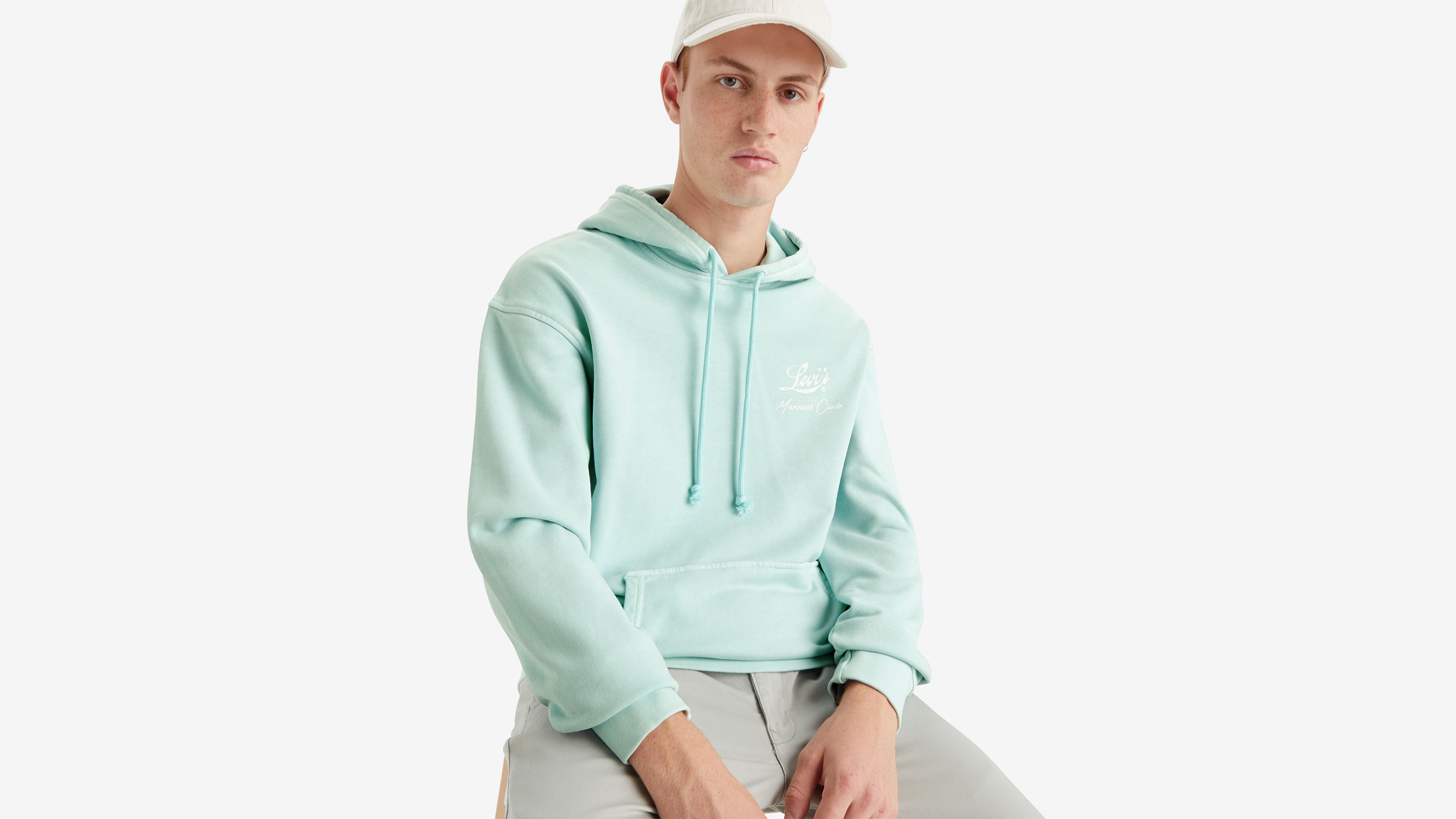 Sweat à capuche graphique Relaxed - Brin Palm Tree Hoodie Garment Dye Clearwater - Bleu