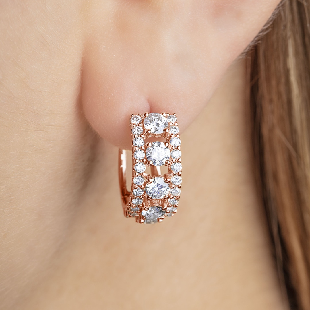 2.02 Karat Diamant-Kreolen 750/18 K Roségold Ø 16mm