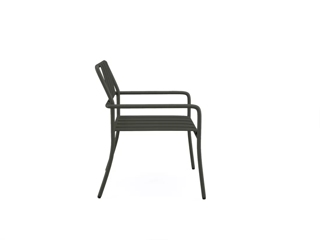 Salle à manger de jardin en métal : la table L.160 cm et 6 fauteuils - Gris anthracite - BIRMOS de MYLIA