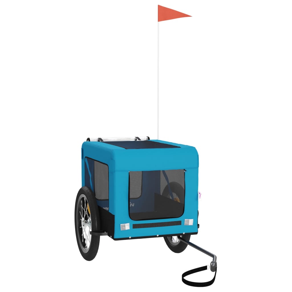 vidaXL Reboque para Bicicleta para Animais de Estimação em Tecido Oxford Azul e Preto