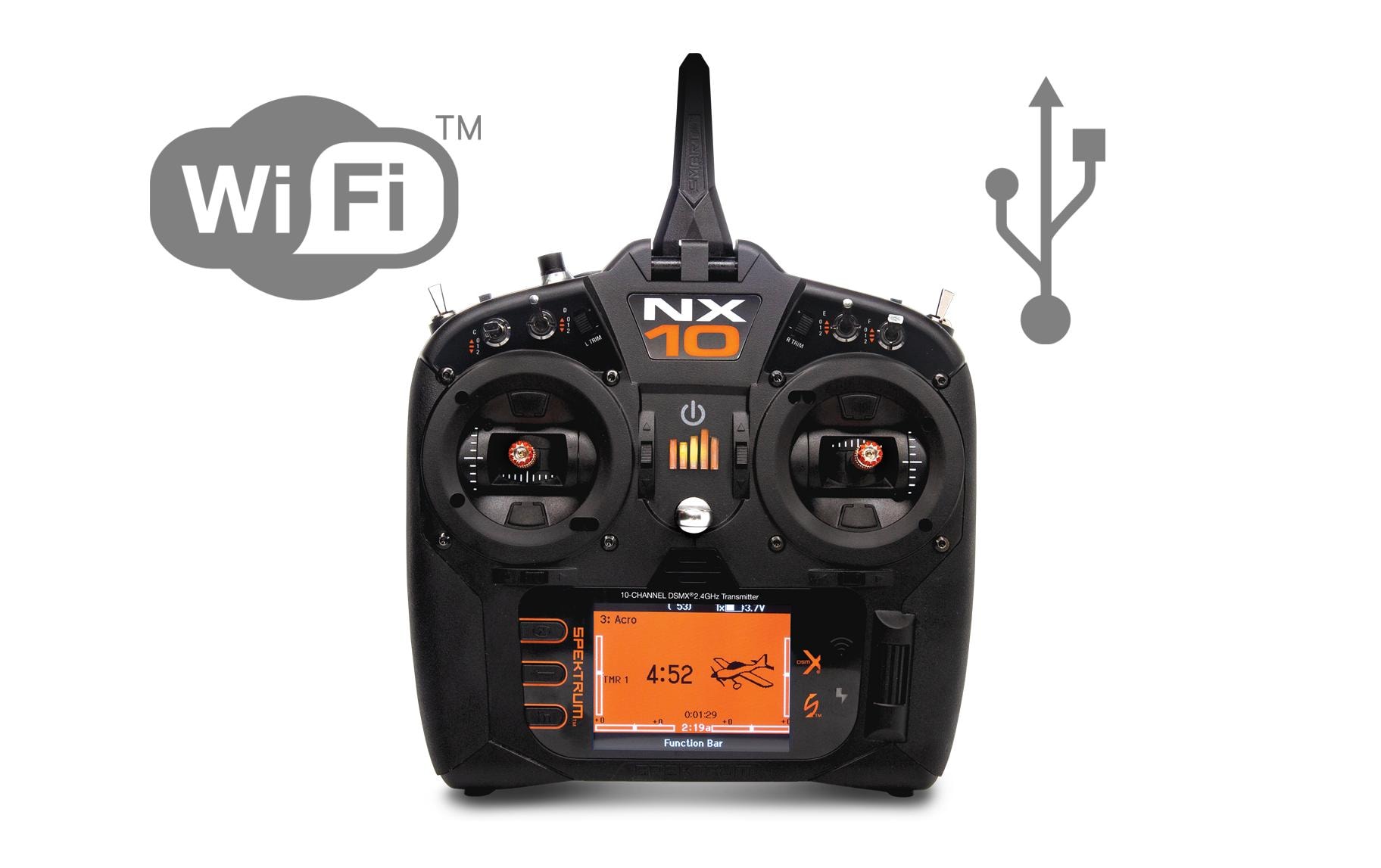 Fernsteuerung NX10 DSMX (nur Sender)<br>2.4 GHz Sender mit 10 Kanälen für Flugmodelle